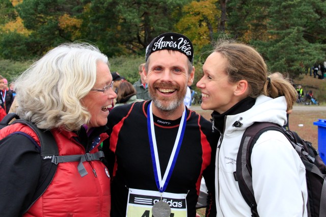 Svärmor, jag och Mia efter målgången